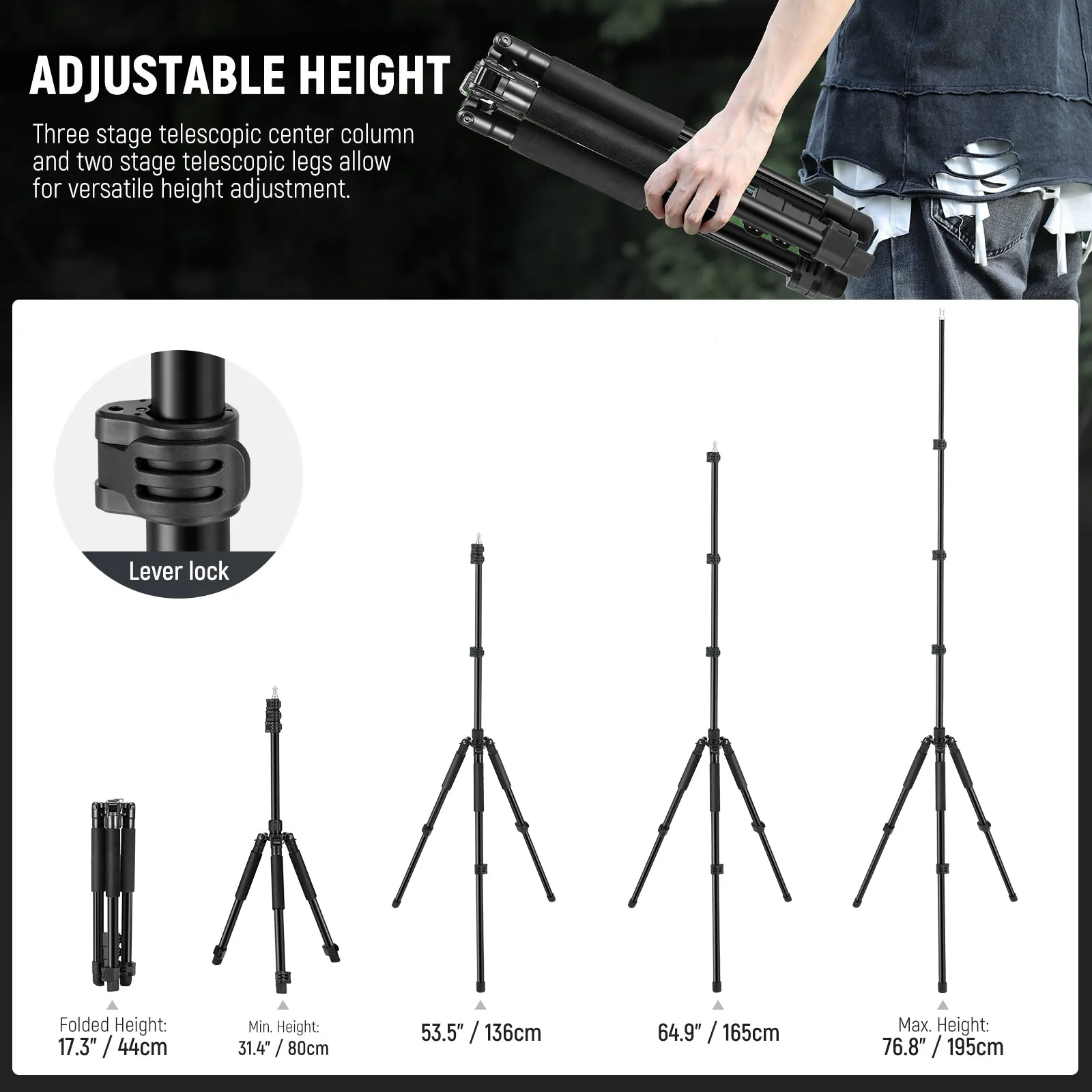 NEEWER ST195 1.5-6.4ft/47-195cm Aluminum Light Stand