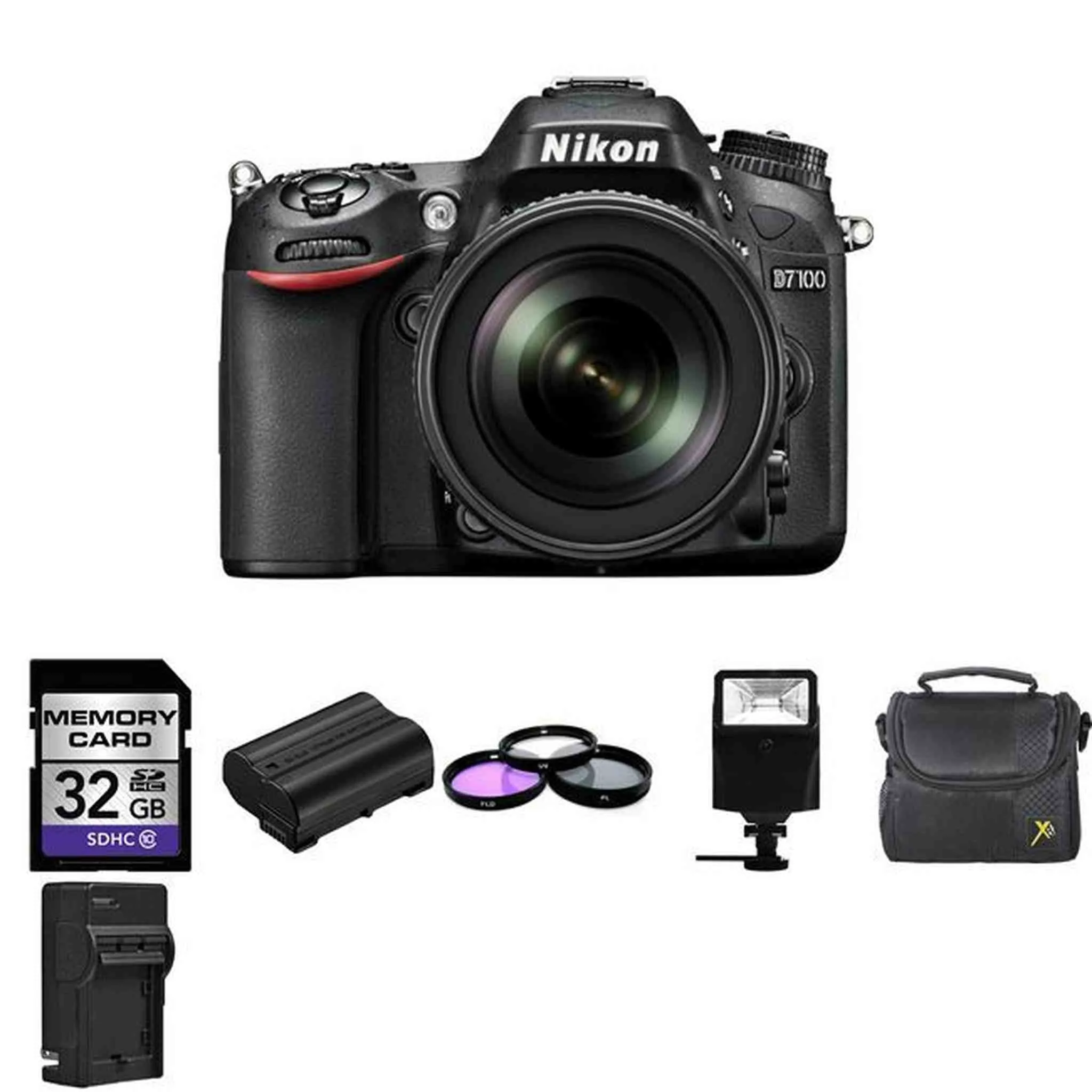 Nikon D7100 Digital Camera w/18-105mm   2 Batteries, 32GB, Flash   More!