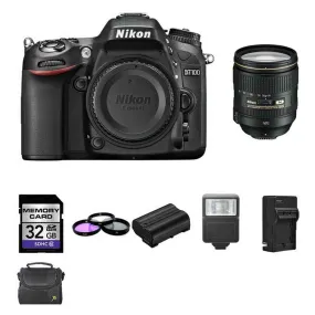 Nikon D7100 DSLR Camera w/24-120mm Lens   2 Batteries, 32GB, Flash Bundle