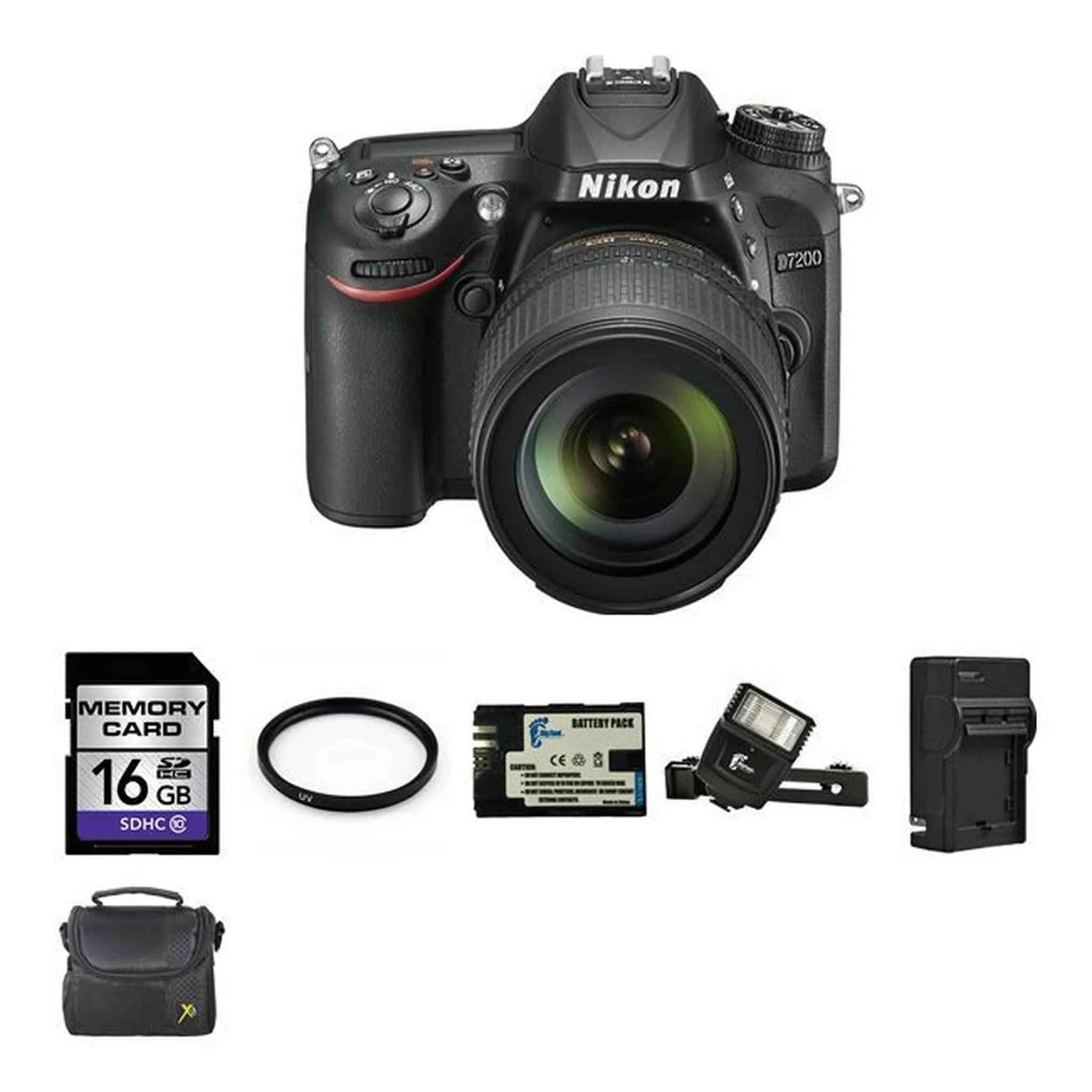 Nikon D7200 DSLR Camera w/18-105mm Lens   2 Batteries, 16GB, Flash Bundle