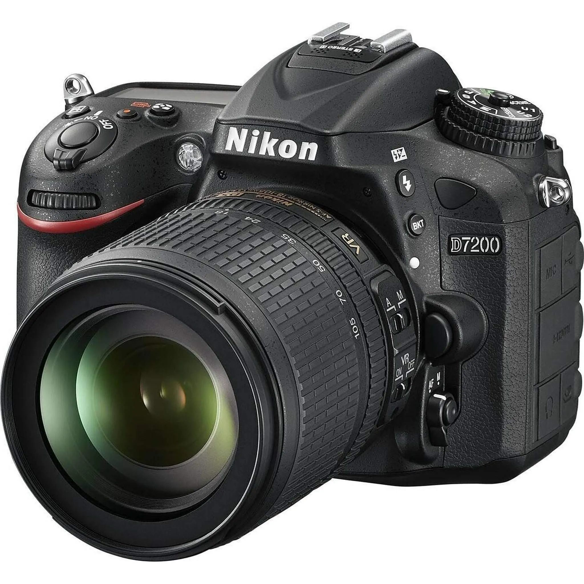 Nikon D7200 DSLR Camera w/18-105mm Lens   2 Batteries, 64GB, Flash Bundle