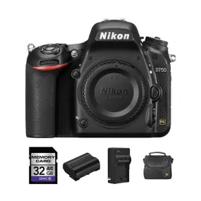 Nikon D750 DSLR Camera (Body Only)   2 Batteries, 32GB Bundle