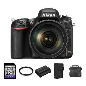 Nikon D750 DSLR Camera w/24-120mm Lens   2 Batteries, 32GB Bundle