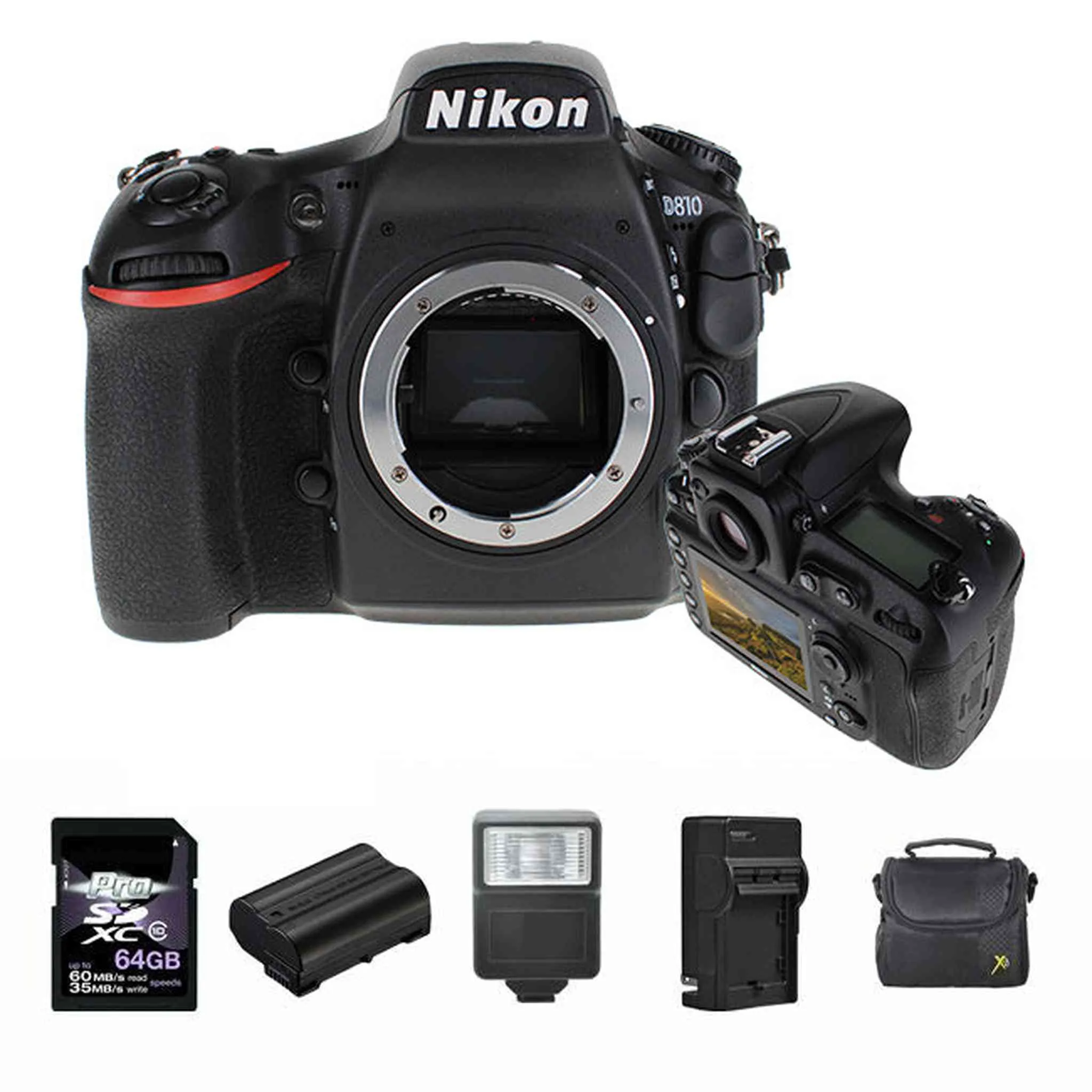 Nikon D810 DSLR Camera   2 Batteries, 64GB, Flash Bundle