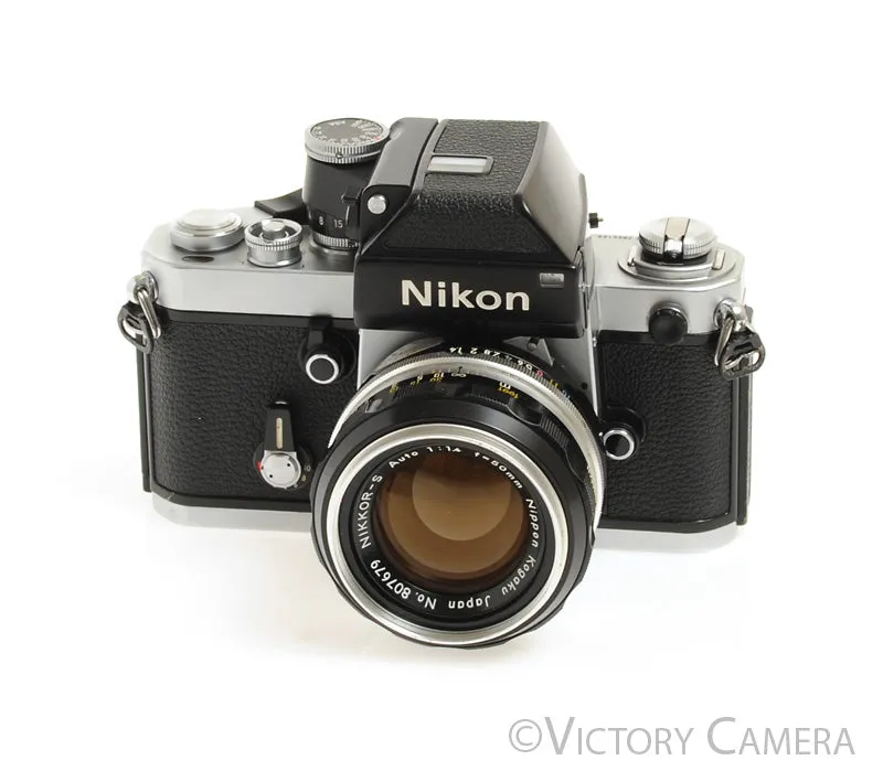Nikon F2 Chrome Photomic 35mm Camera with Nikkor 50mm f1.4 -New Seals-