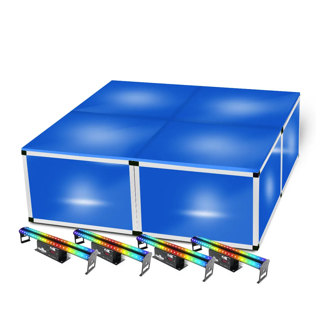 ProX XSA-4X4-16 PKG LED LUMOSTAGE Package of Four 16" Acrylic Stage Platform with 4x LumoTree RGB LED Projector Kit