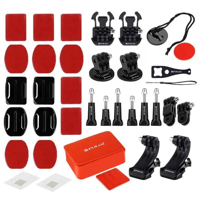 PULUZ 53 in 1 Accessories Total Ultimate Combo Kits with Orange EVA Case (Chest Strap   Suction Cup Mount   3-Way Pivot Arms   J-Hook Buckle   Wrist Strap   Helmet Strap   Extendable Monopod   Surface ...  for GoPro, Insta360, DJI and Other Action Cameras