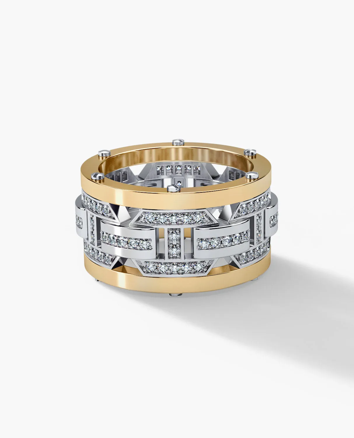 Ready to Ship - BRIGGS Two-Tone Gold Ring with 1.00ct Diamonds - Wide Version