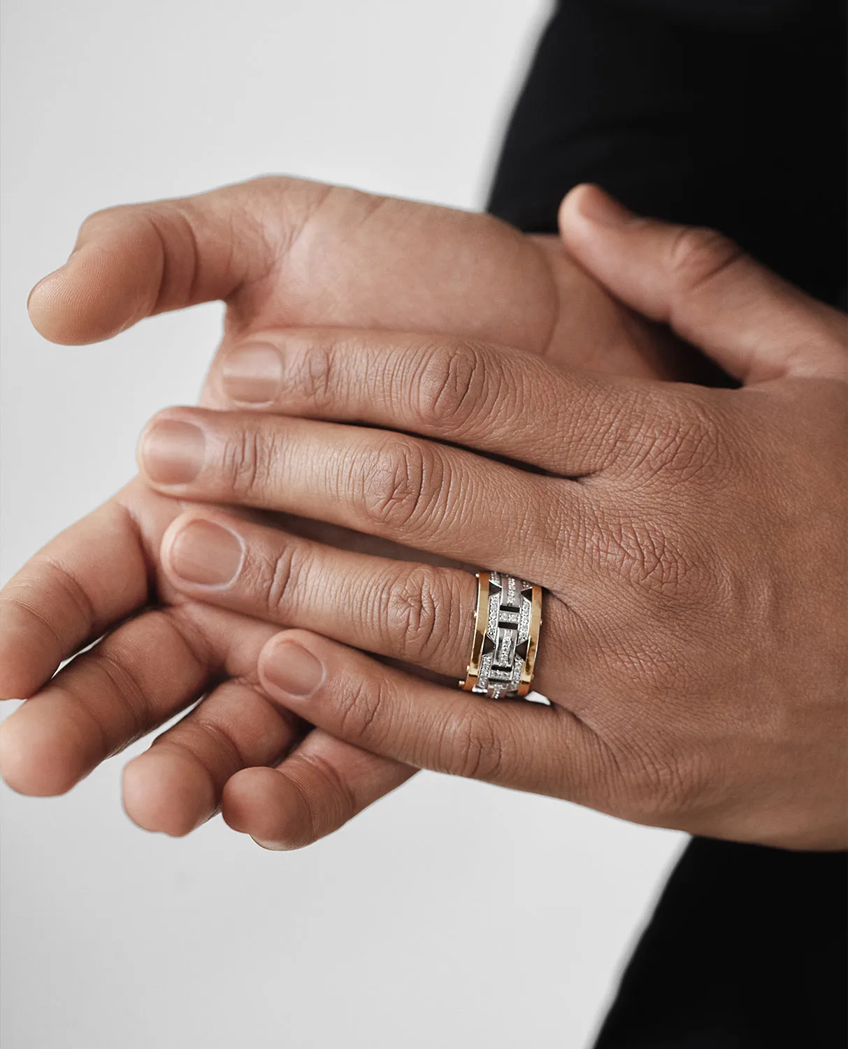 Ready to Ship - BRIGGS Two-Tone Gold Ring with 1.00ct Diamonds - Wide Version