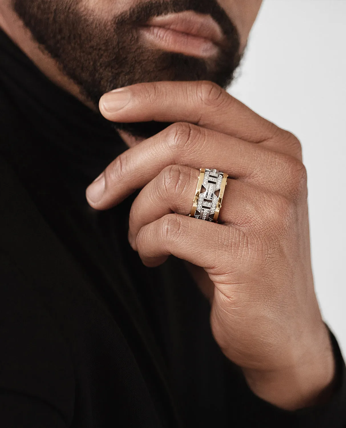 Ready to Ship - BRIGGS Two-Tone Gold Ring with 1.00ct Diamonds - Wide Version