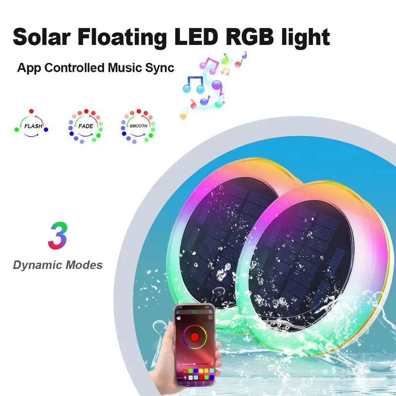 RGBW Color APP Remote Solar Floating Light Led Swimming Pool Outdoor Lights Waterproof Ip68  Changing Water Drift Lamp