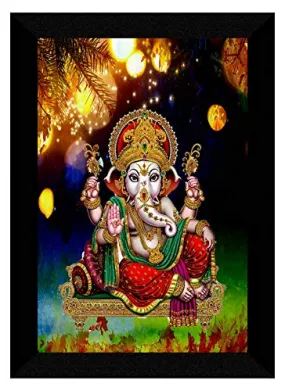 SAF Ganesha UV Textured Digital Reprint Home Decorative Gift Item Framed Painting 14 Inch X 20 Inch SANFM30931