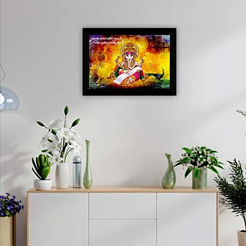 SAF Ganesha UV Textured Digital Reprint Home Decorative Gift Item Framed Painting 14 Inch X 20 Inch SANFM30949