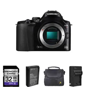 Samsung NX20 Digital Camera - Black (Body)   2 Batteries, 32GB Base Bundle