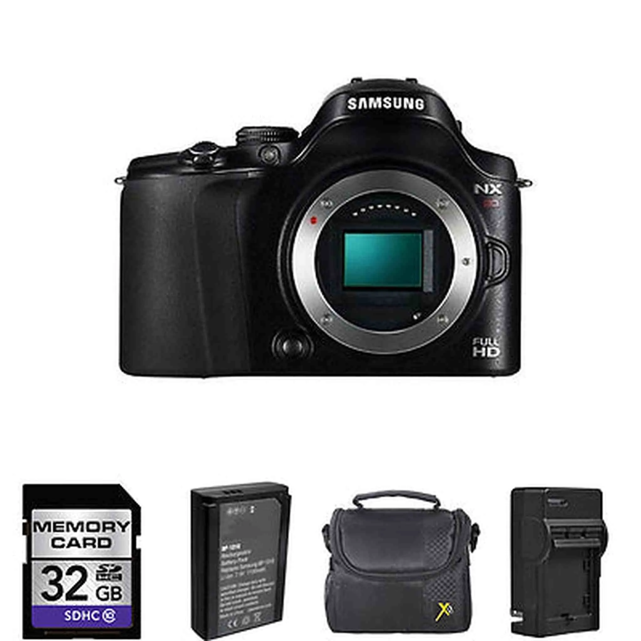 Samsung NX20 Digital Camera - Black (Body)   2 Batteries, 32GB Base Bundle