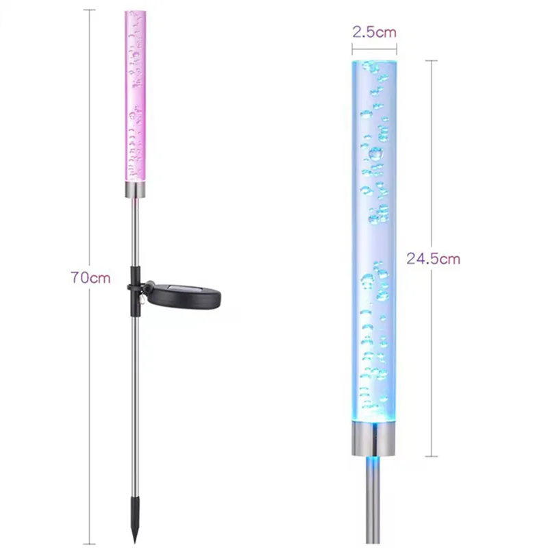 Solar Powered RGB Color Changing Acrylic Bubble Tube Light