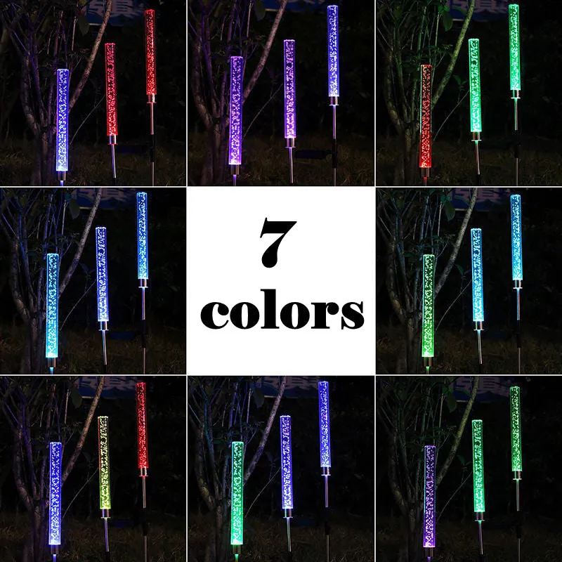 Solar Powered RGB Color Changing Acrylic Bubble Tube Light