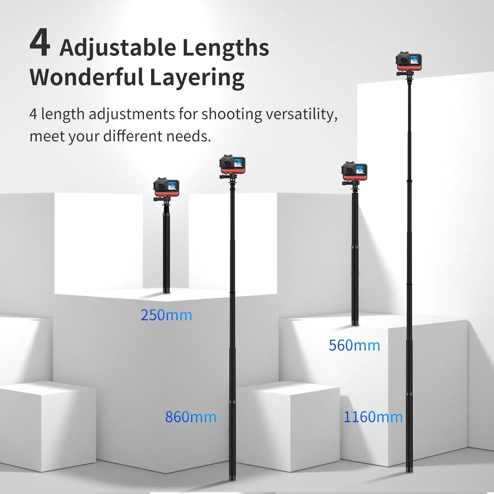 TELESIN 1.16m Carbon Fiber Selfie Stick