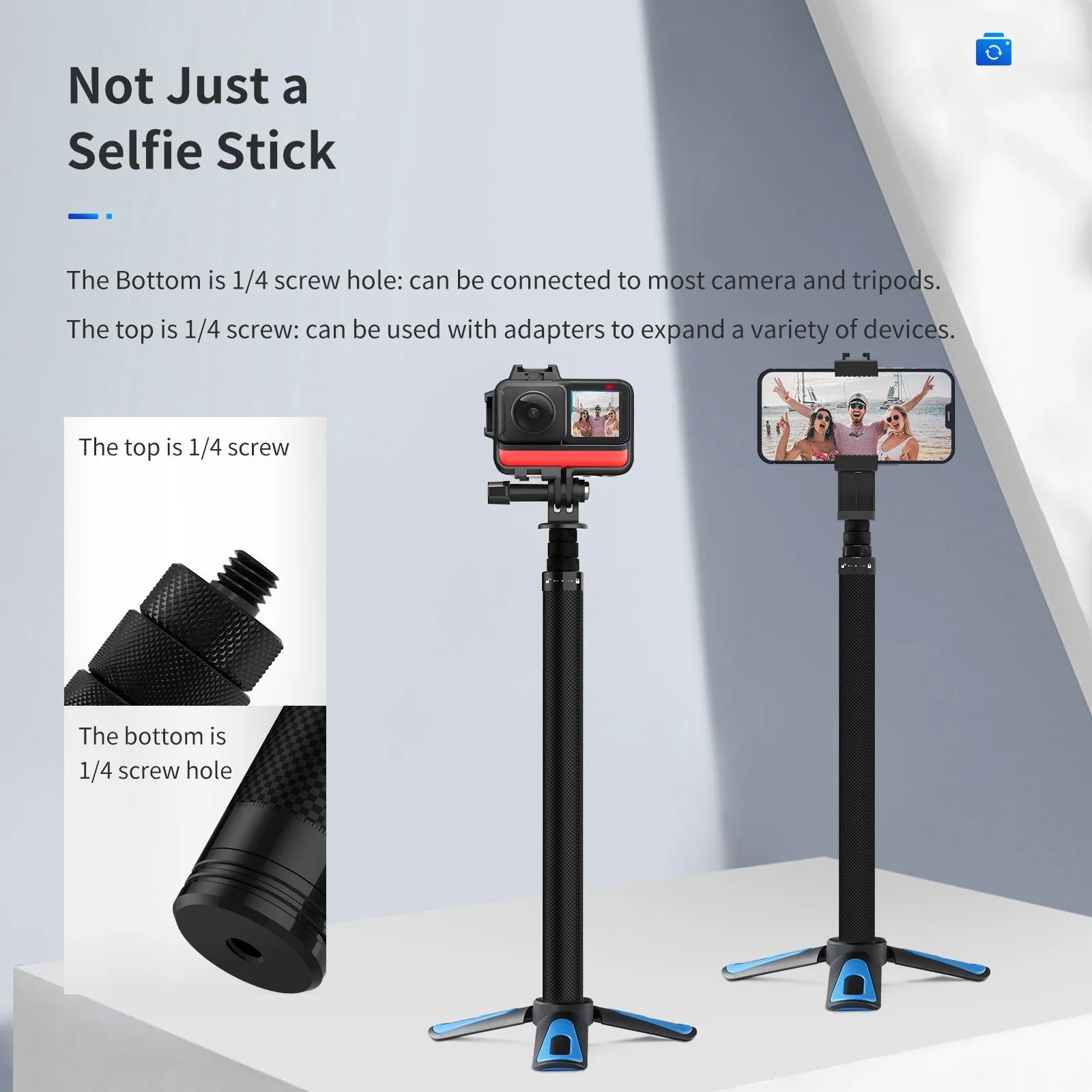 TELESIN 1.16m Carbon Fiber Selfie Stick