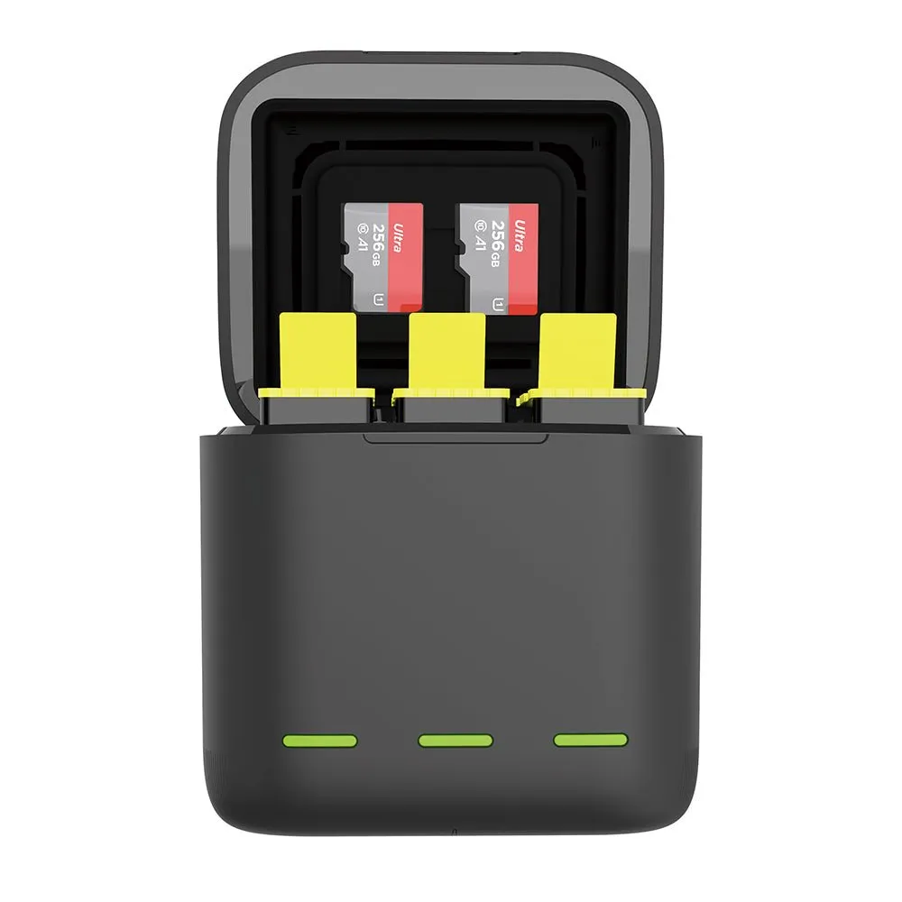 TELESIN 3 Slots LED Storage Charger Box for GoPro Hero 9/10/11/12 Batteries