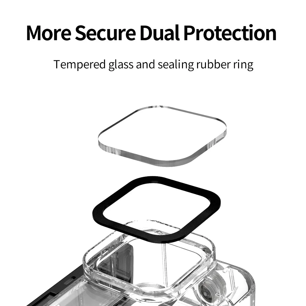 TELESIN 45M Diving Waterproof Case with Lens Filter for GoPro Hero 12/11/10/9