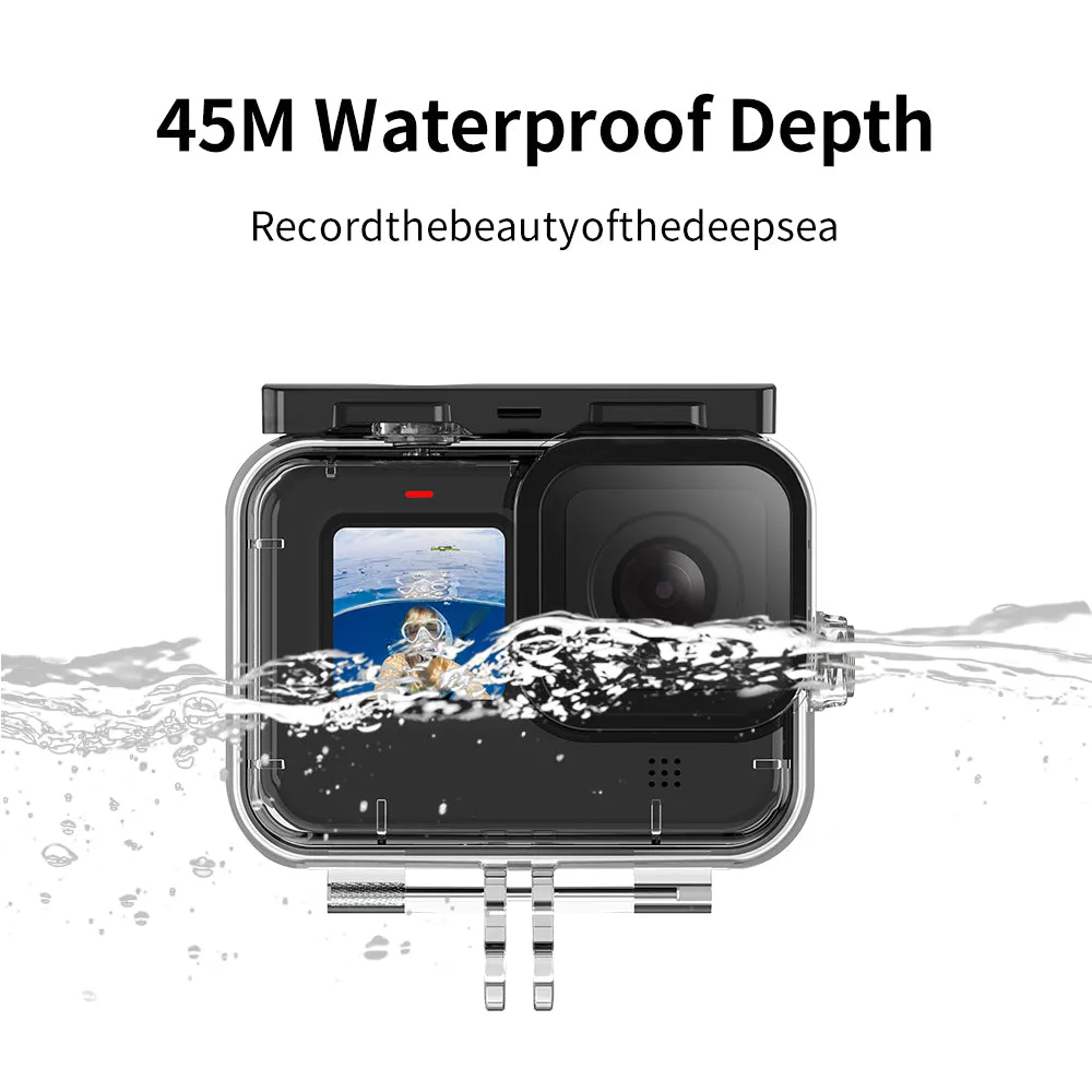 TELESIN 45M Diving Waterproof Case with Lens Filter for GoPro Hero 12/11/10/9