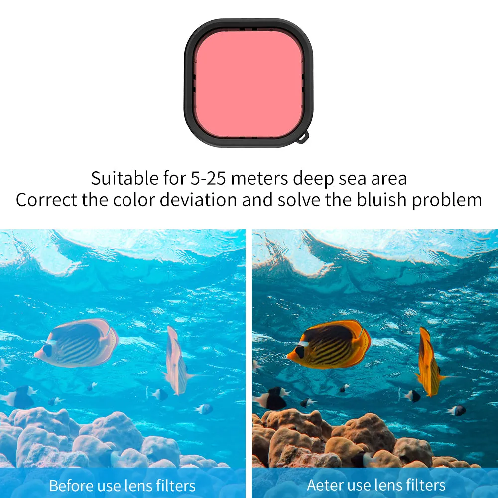 TELESIN 45M Diving Waterproof Case with Lens Filter for GoPro Hero 12/11/10/9