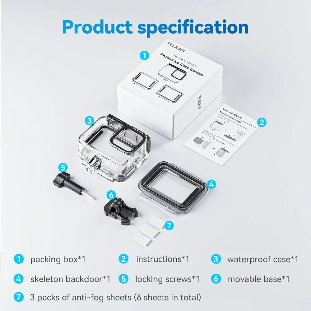 TELESIN All Scene Protective Case Waterproof Case Set for GoPro 9/10/11/12