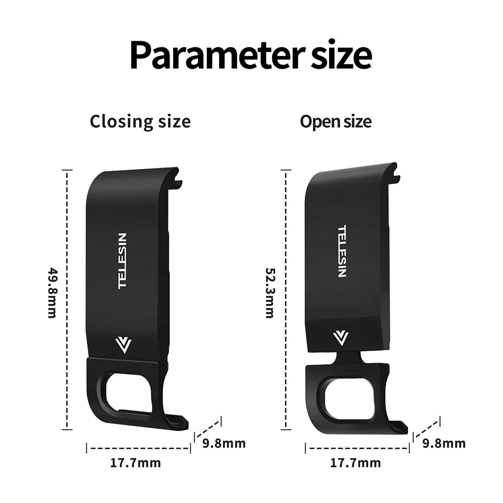 TELESIN Aluminum Alloy Battery Side Cover for GoPro 12/11/10/9