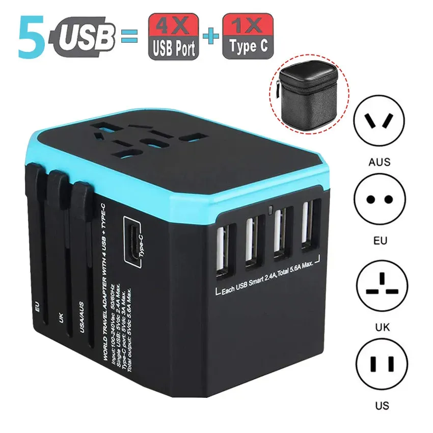 Universal Travel Power Adapter Worldwide Plug Fast Charging