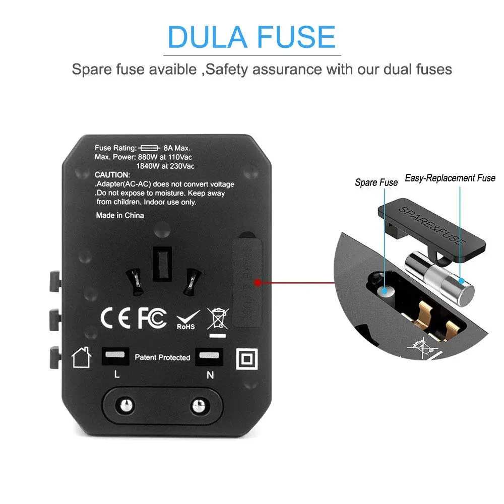 Universal Travel Power Adapter Worldwide Plug Fast Charging