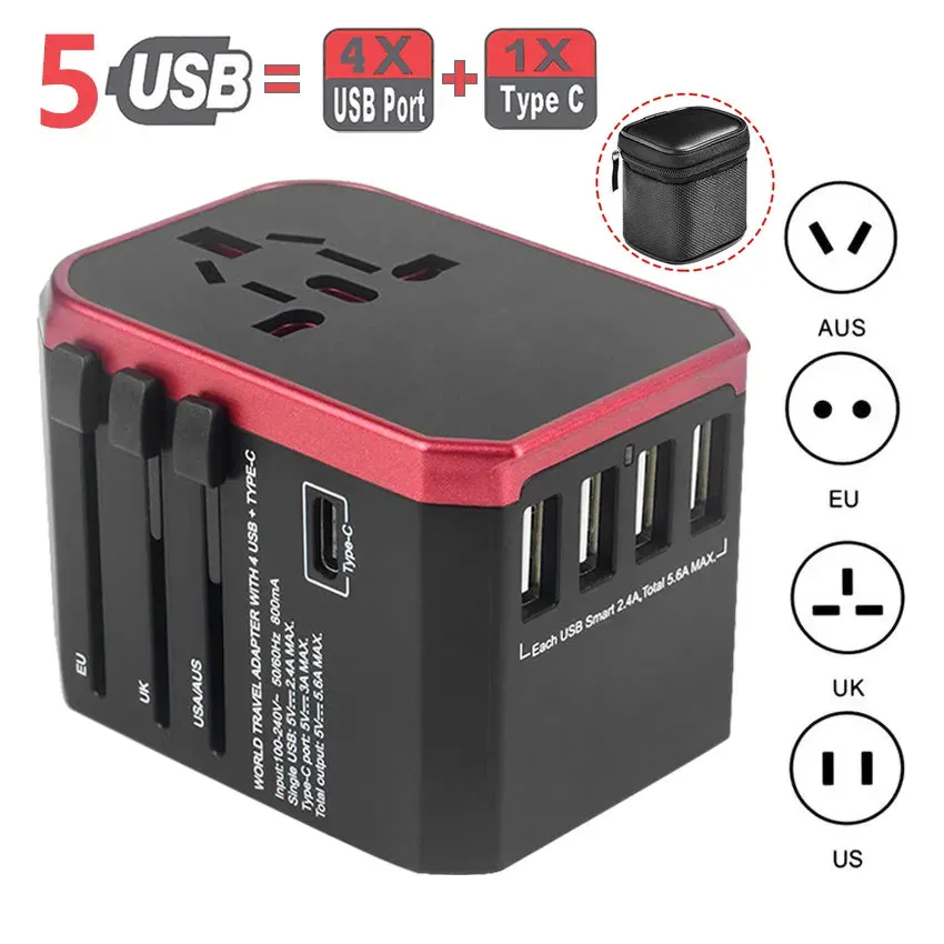 Universal Travel Power Adapter Worldwide Plug Fast Charging