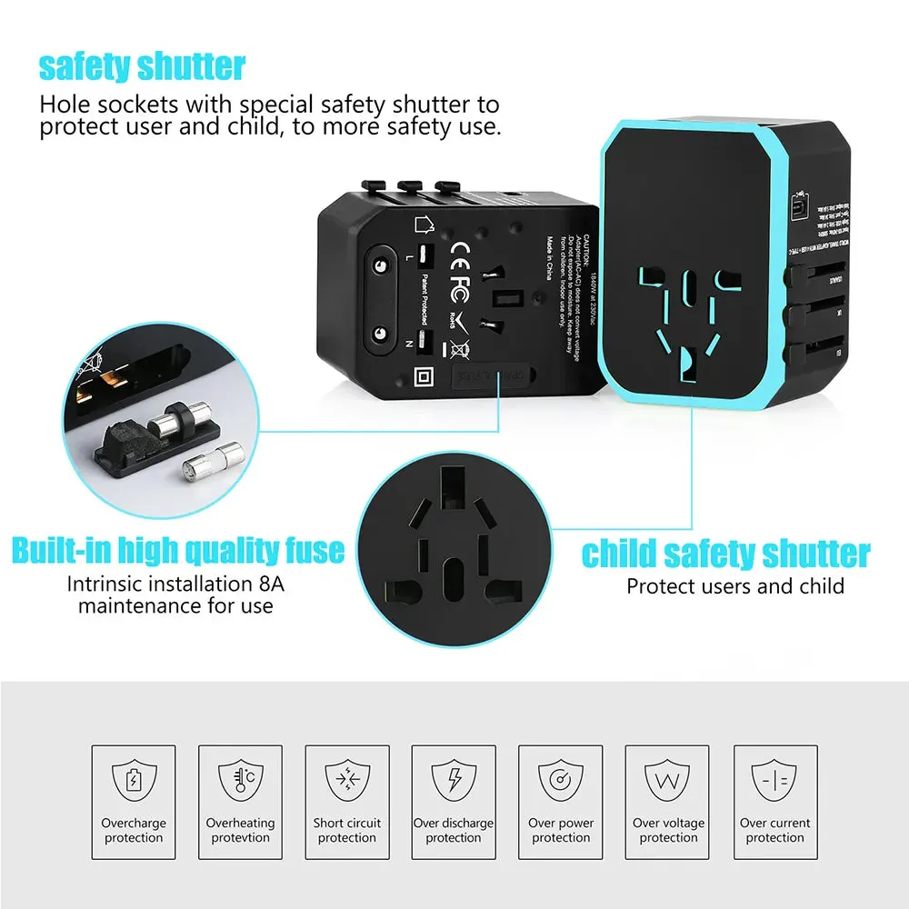 Universal Travel Power Adapter Worldwide Plug Fast Charging