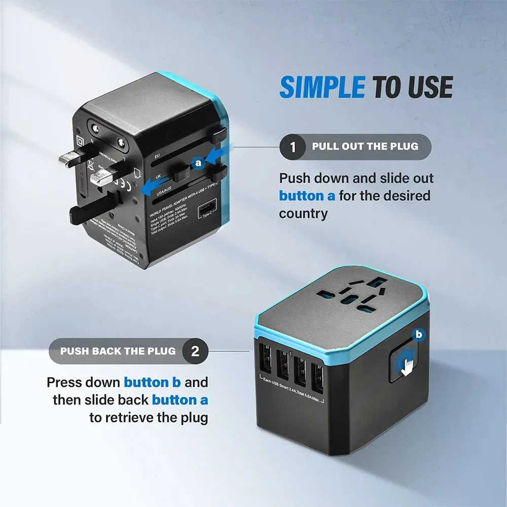 Universal Travel Power Adapter Worldwide Plug Fast Charging