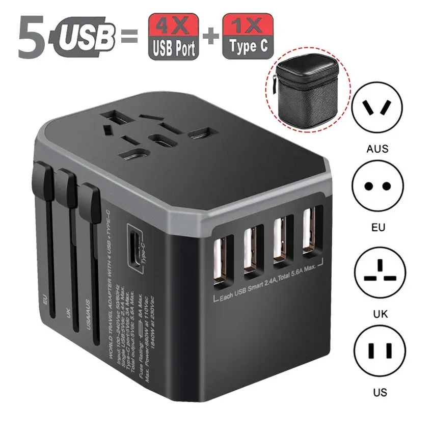 Universal Travel Power Adapter Worldwide Plug Fast Charging