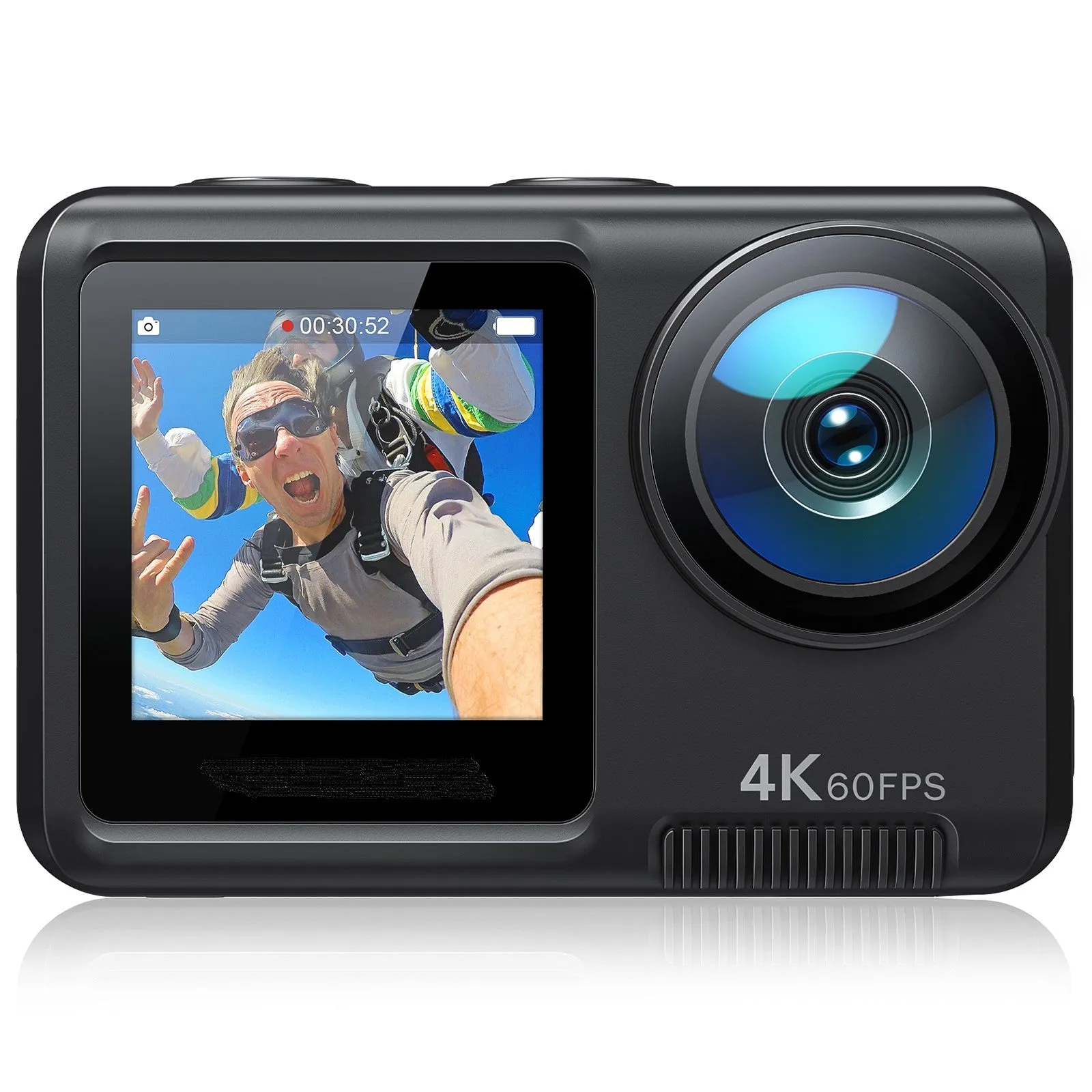 WOLFANG GA420 Action Camera 4K 60FPS 24MP, Waterproof 40M Underwater Camera, 3.0 EIS Stabilization 8X Zoom Helmet Camera, 170° Adjustable Wide Angle(External Microphone, Remote Control, 2x1350mAh Batt