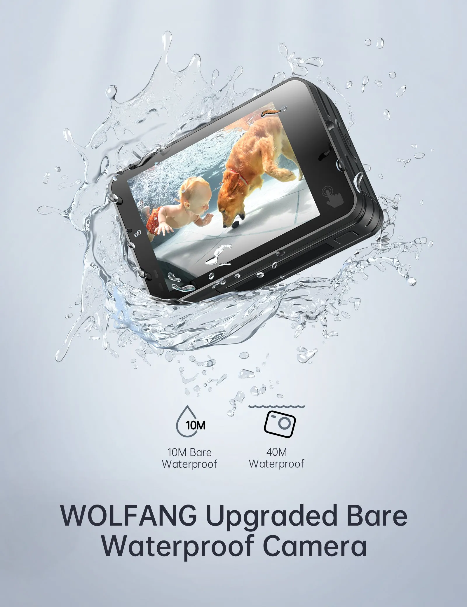 WOLFANG GA420 Action Camera 4K 60FPS 24MP, Waterproof 40M Underwater Camera, 3.0 EIS Stabilization 8X Zoom Helmet Camera, 170° Adjustable Wide Angle(External Microphone, Remote Control, 2x1350mAh Batt