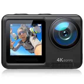 WOLFANG GA420 Action Camera 4K 60FPS 24MP, Waterproof 40M Underwater Camera, 3.0 EIS Stabilization 8X Zoom Helmet Camera, 170° Adjustable Wide Angle(External Microphone, Remote Control, 2x1350mAh Batt