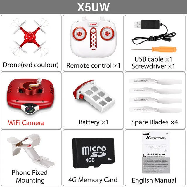 X5UW Drone with WiFi Camera HD 720P Real-time FPV Quadcopter 2.4G 4CH X5UC (No WiFi Camera) RC Helicopter Dron Quadrocopter