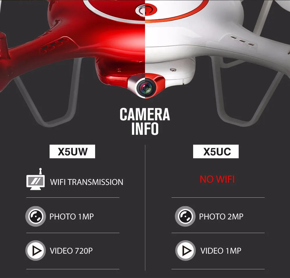 X5UW Drone with WiFi Camera HD 720P Real-time FPV Quadcopter 2.4G 4CH X5UC (No WiFi Camera) RC Helicopter Dron Quadrocopter