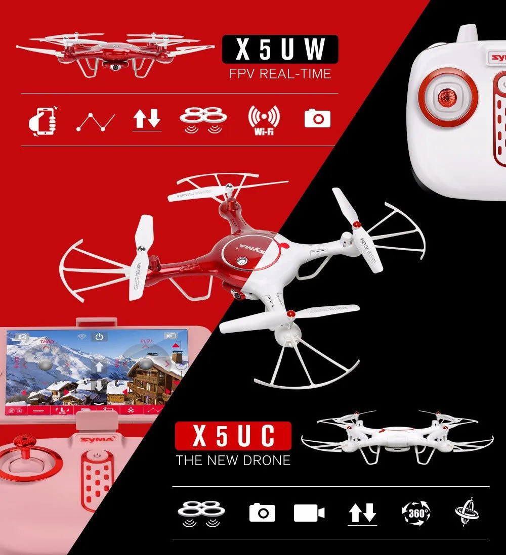 X5UW Drone with WiFi Camera HD 720P Real-time FPV Quadcopter 2.4G 4CH X5UC (No WiFi Camera) RC Helicopter Dron Quadrocopter