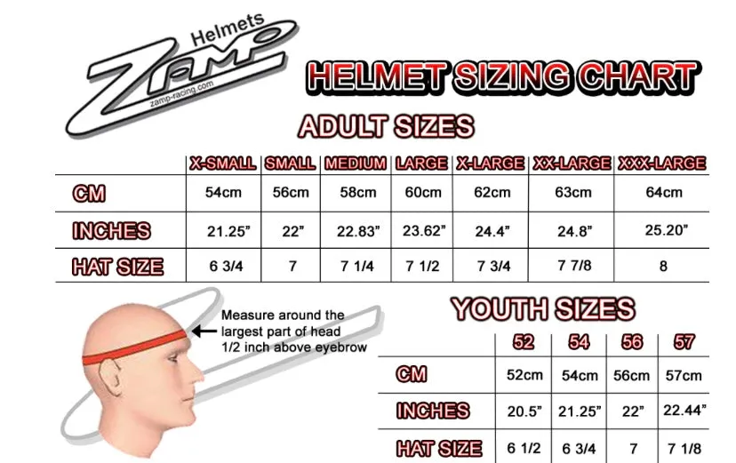 ZAMP RZ-59 Helmet with HANS posts (Snell SA2020) and Z-Tech 2A FHR (Hans) Combo