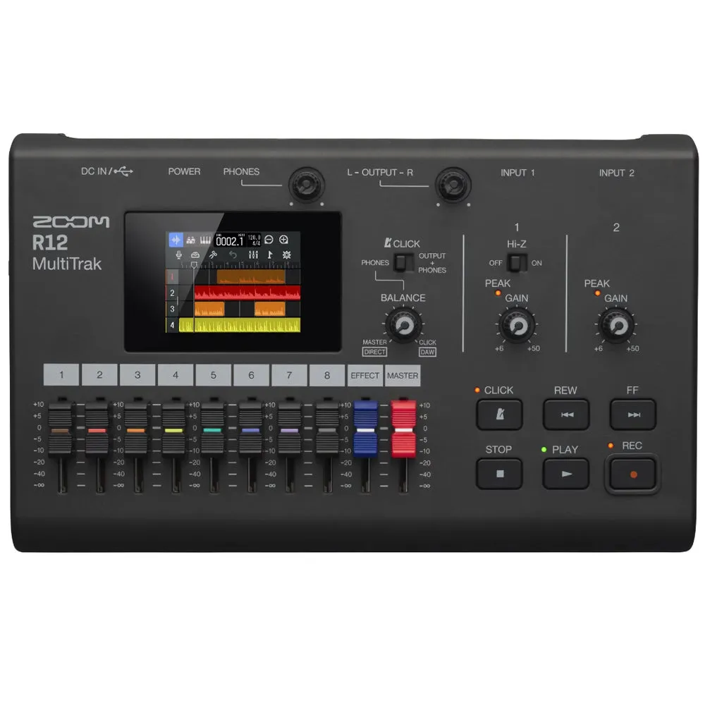 Zoom R12 MultiTrak Recorder   ZDM-1 Podcast Mic Pack Microphone, Headphones, Tripod, Windscreen & Cable Bundle